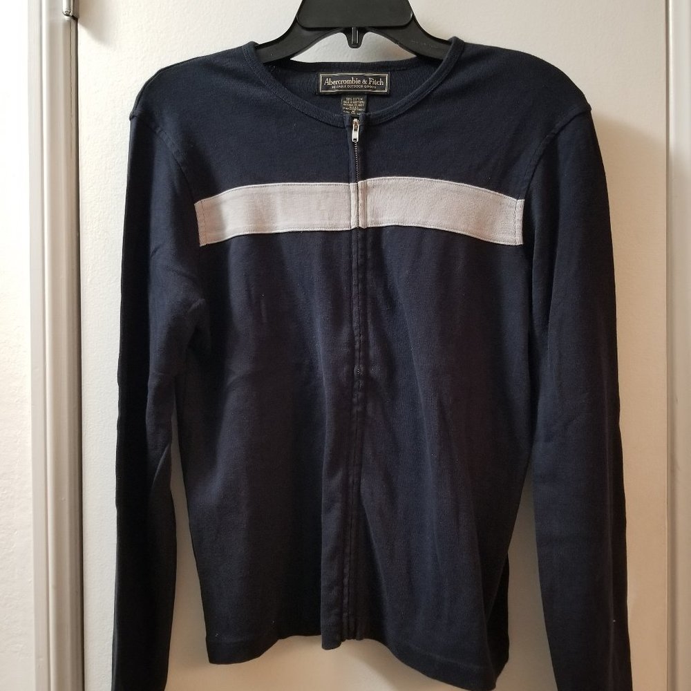 90's Abercrombir&Fitch 90's zip front rib  cardigan with contrast sstripe